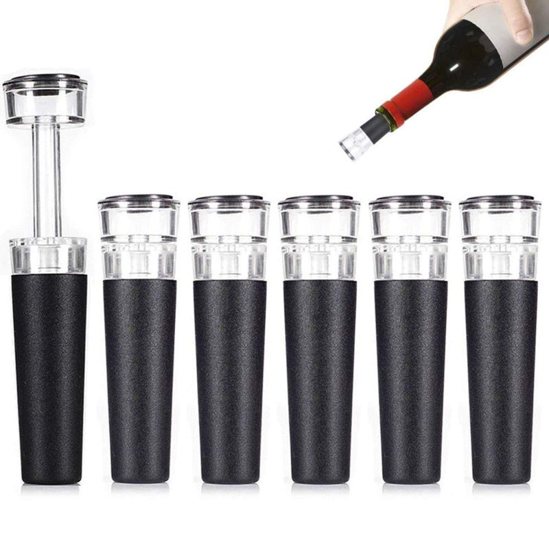 REKOBON 6 Pack Vacuum Wine Stopper, Reusable Silicone Caps, Air Remover Corks, Leakproof Wine Bottle Sealer for Wedding & Birthday Party - Image 1